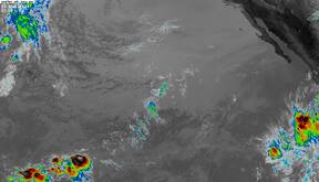GOES-West Central/Eastern Pacific satellite image (Infrared, colored)